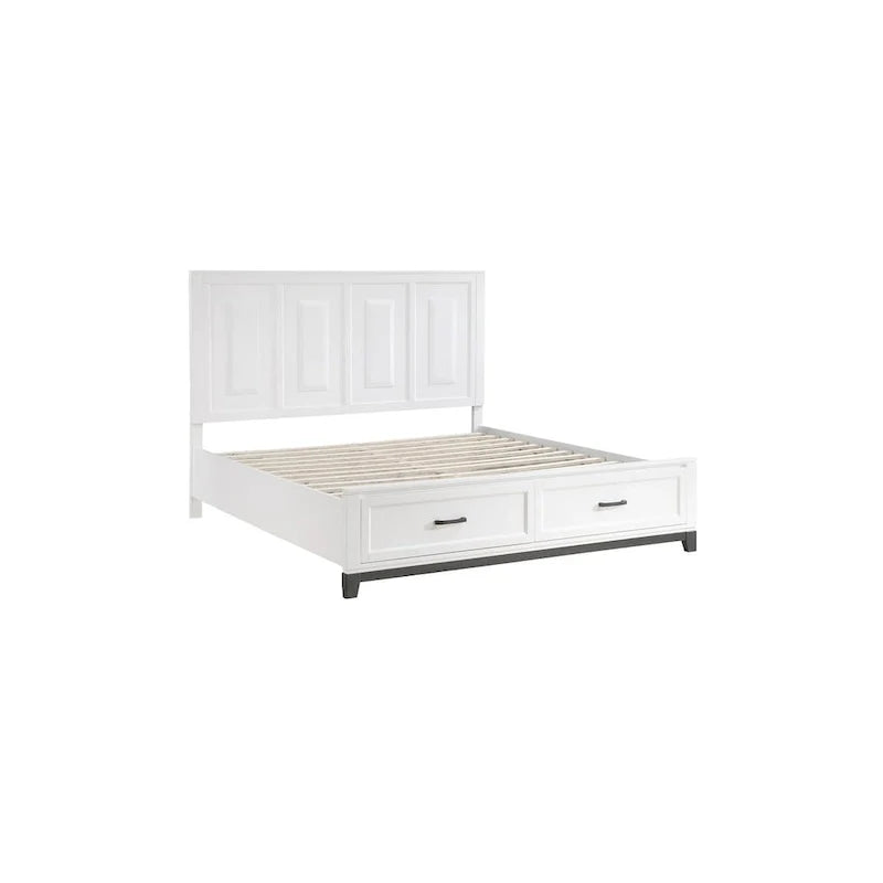 Ensemble de chambre plateforme moderne Saratoga blanc avec rangement, 3 pièces
