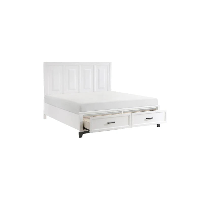 Ensemble de chambre plateforme moderne Saratoga blanc avec rangement, 3 pièces
