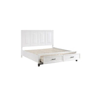Ensemble de chambre plateforme moderne Saratoga blanc avec rangement, 3 pièces