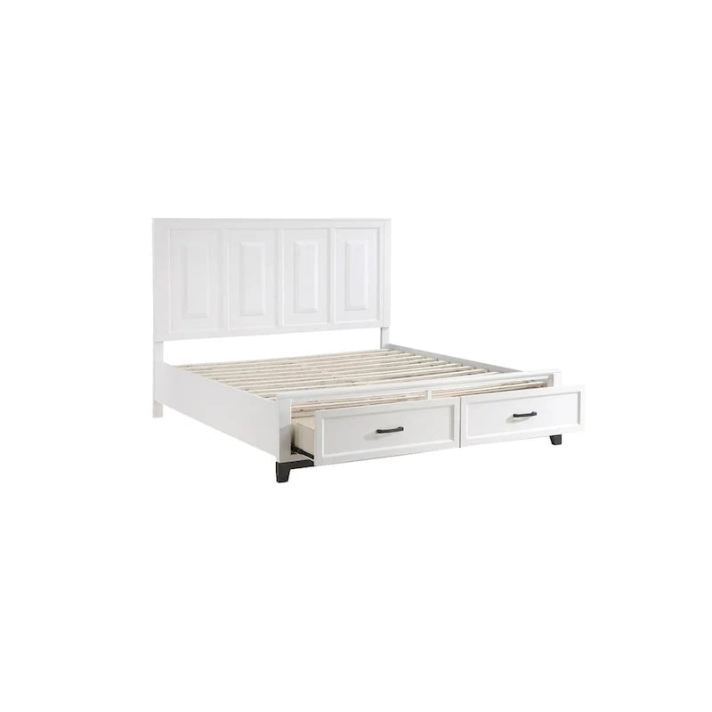 Ensemble de chambre plateforme moderne Saratoga blanc avec rangement, 3 pièces