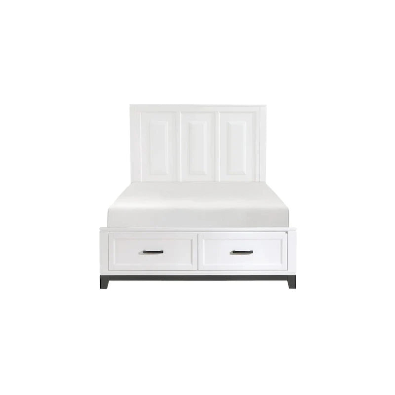 Ensemble de chambre plateforme moderne Saratoga blanc avec rangement, 3 pièces