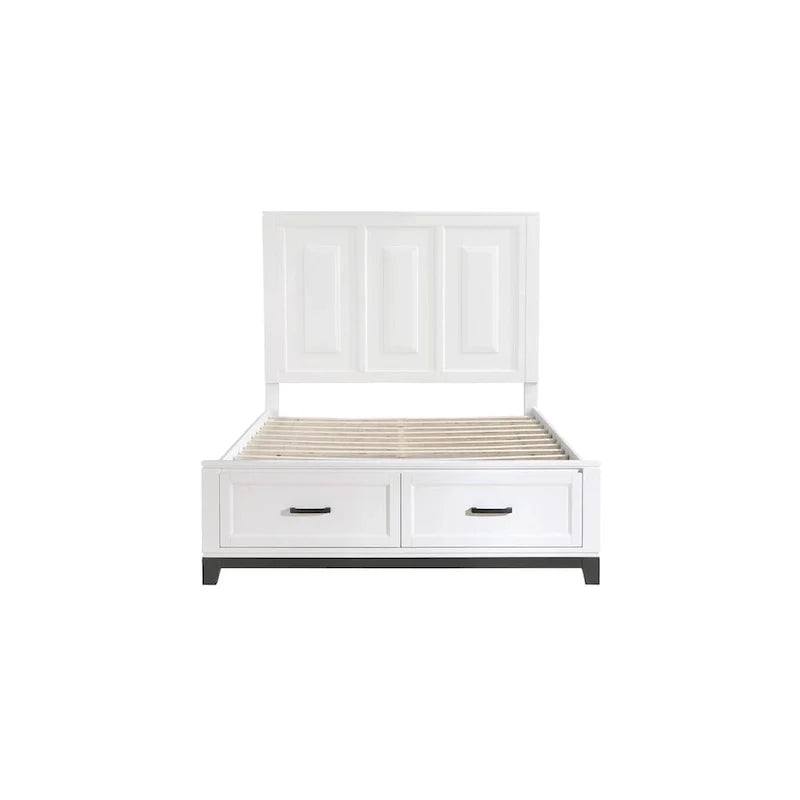 Ensemble de chambre plateforme moderne Saratoga blanc avec rangement, 3 pièces