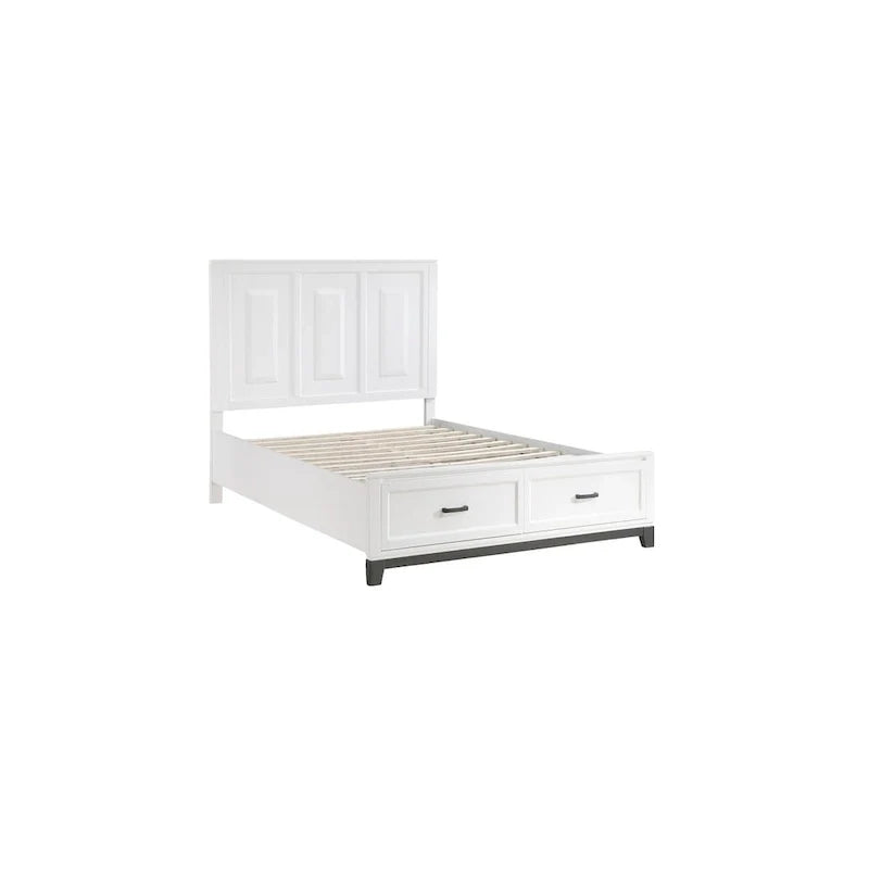 Ensemble de chambre plateforme moderne Saratoga blanc avec rangement, 3 pièces