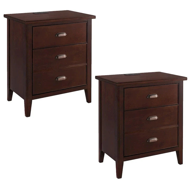 Leick Home 10522-GR Laurent Ensemble de 2 tables de nuit à 3 tiroirs