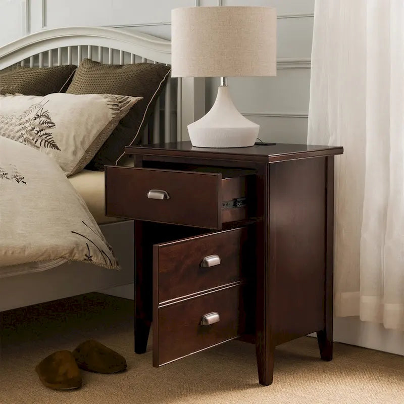 Leick Home 10522-GR Laurent Ensemble de 2 tables de nuit à 3 tiroirs