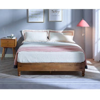 MUSEHOMEINC - Cadre de lit en bois massif 12 pouces de style rustique, élimine le besoin de sommier, finition naturelle