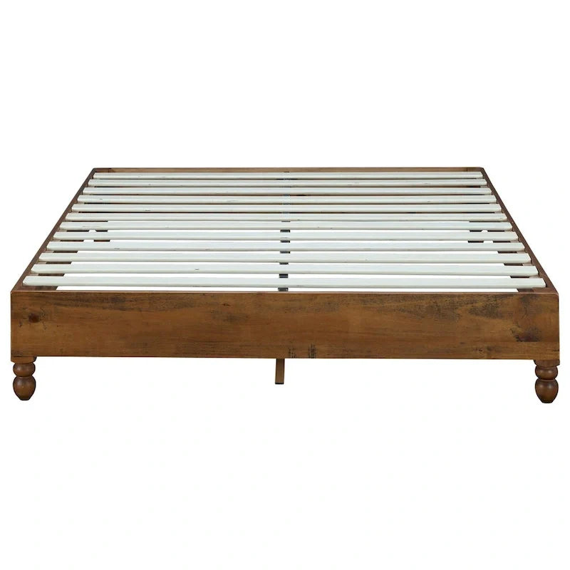 MUSEHOMEINC - Cadre de lit en bois massif 12 pouces de style rustique, élimine le besoin de sommier, finition naturelle