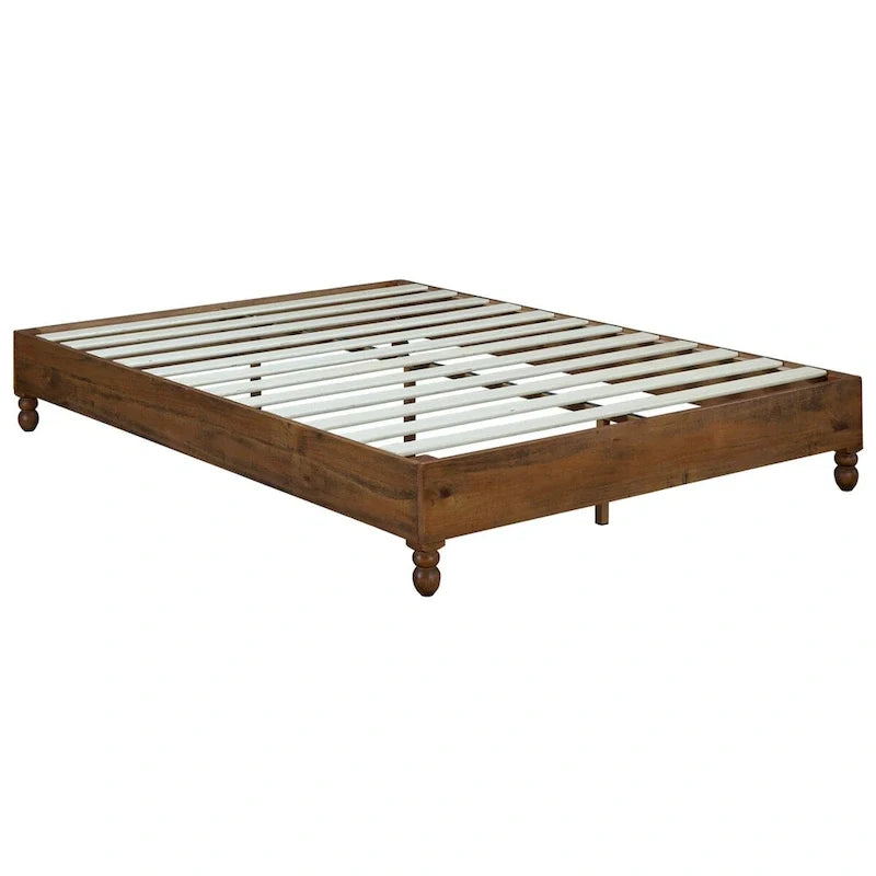 MUSEHOMEINC - Cadre de lit en bois massif 12 pouces de style rustique, élimine le besoin de sommier, finition naturelle