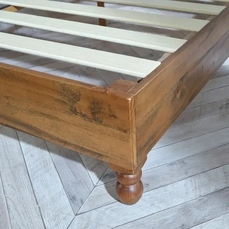 MUSEHOMEINC Cadre de lit 12 pouces en bois massif style rustique, élimine le besoin de sommier, finition naturelle