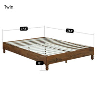 MUSEHOMEINC - Cadre de lit en bois massif 12 pouces de style rustique, élimine le besoin de sommier, finition naturelle