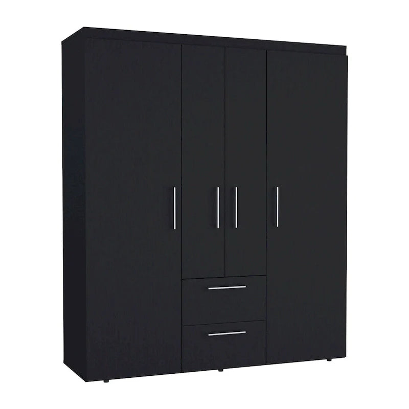 Armoire Bariloche avec tringles de suspension, étagères, 2 tiroirs