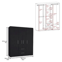 Armoire Bariloche avec tringles de suspension, étagères, 2 tiroirs