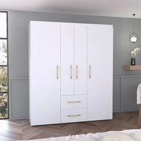 Armoire Bariloche avec tringles de suspension, étagères, 2 tiroirs