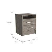 Rowley table de chevet rectangulaire à 2 tiroirs et 1 étagère, chêne fume