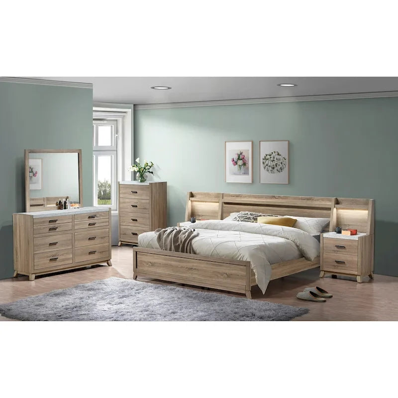 Ensemble de chambre à panneaux Daemon brun clair, 6 pièces