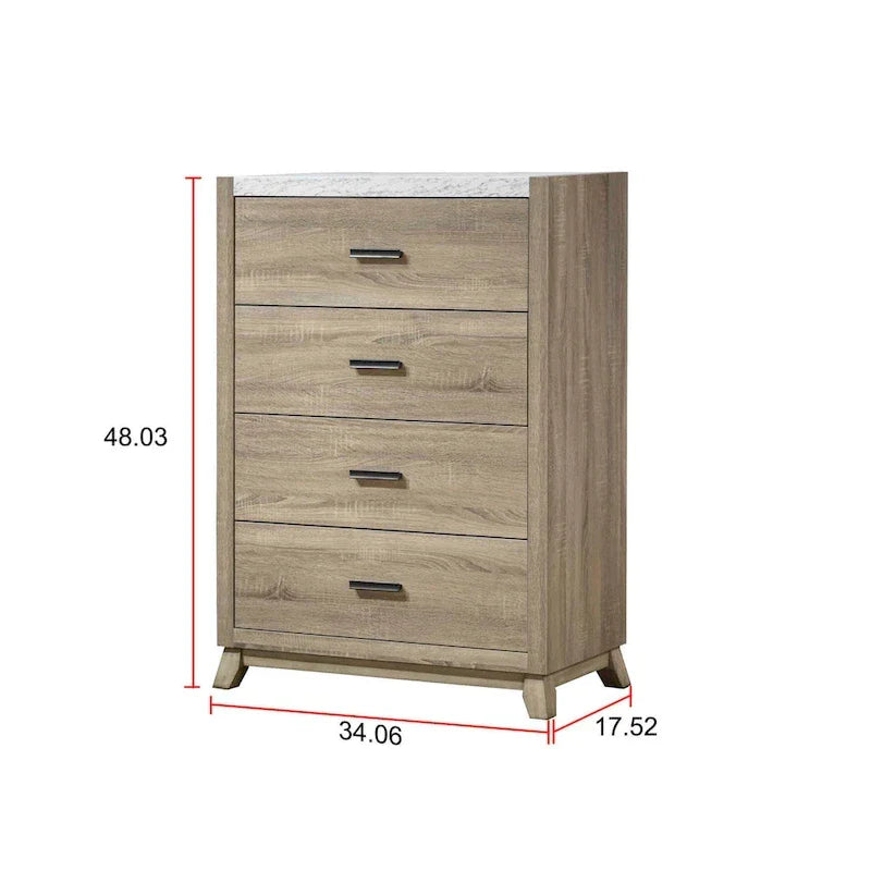 Ensemble de chambre à coucher Daemon 6 pièces, panneaux marron clair