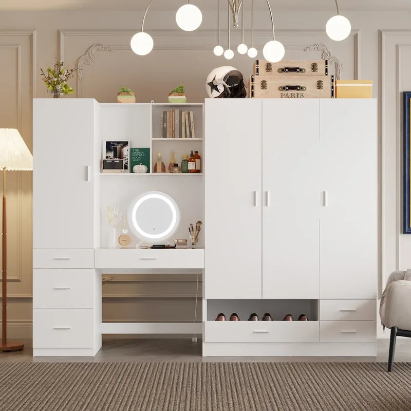 Ensemble de meubles de rangement espace de travail et garde-robe avec coiffeuse de luxe