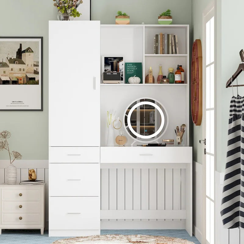 Ensemble de meubles de rangement espace de travail et garde-robe avec coiffeuse de luxe