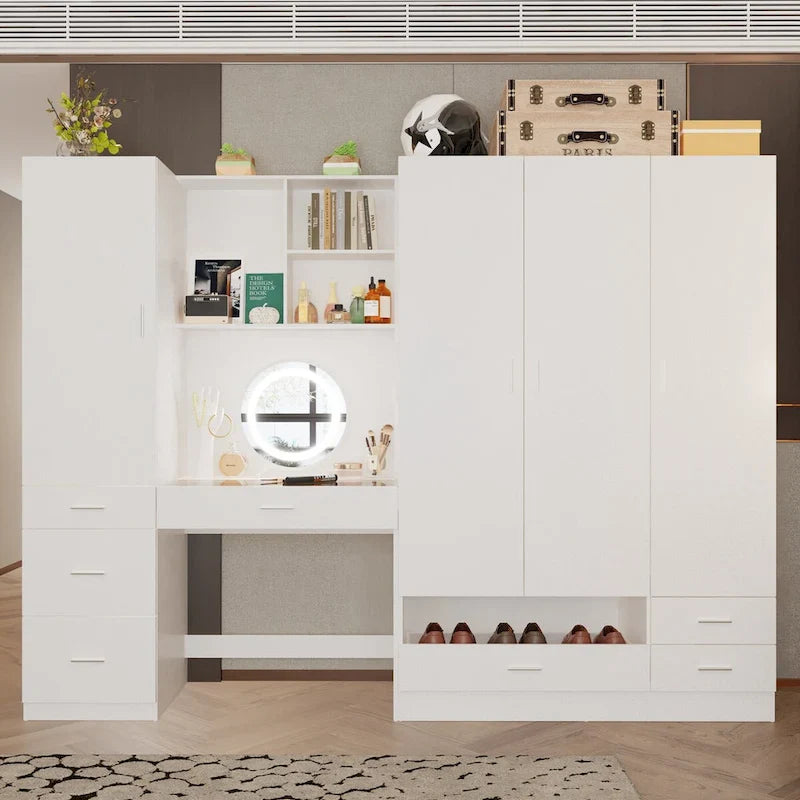 Ensemble de meubles de rangement espace de travail et garde-robe avec coiffeuse de luxe