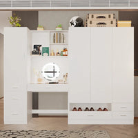 Ensemble de meubles de rangement combinant un espace de travail et une armoire avec une coiffeuse de luxe