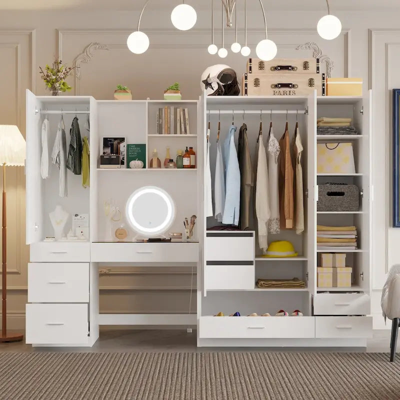 Ensemble de meubles de rangement espace de travail et garde-robe avec coiffeuse de luxe