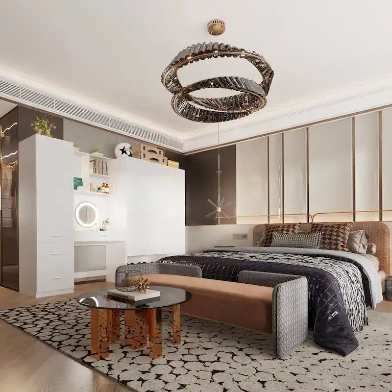 Ensemble de meubles de rangement espace de travail et garde-robe avec coiffeuse de luxe