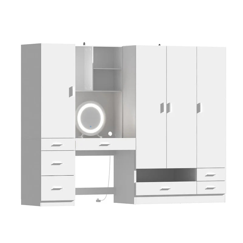 Ensemble de meubles de rangement espace de travail et garde-robe avec coiffeuse de luxe