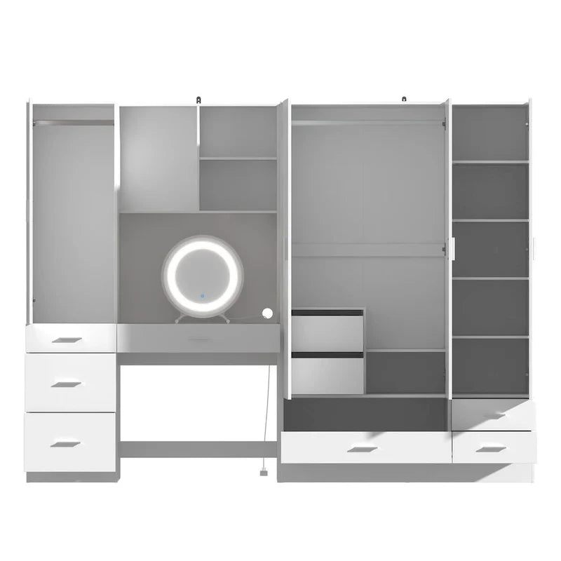 Ensemble de meubles de rangement combinant un espace de travail et une armoire avec une coiffeuse de luxe