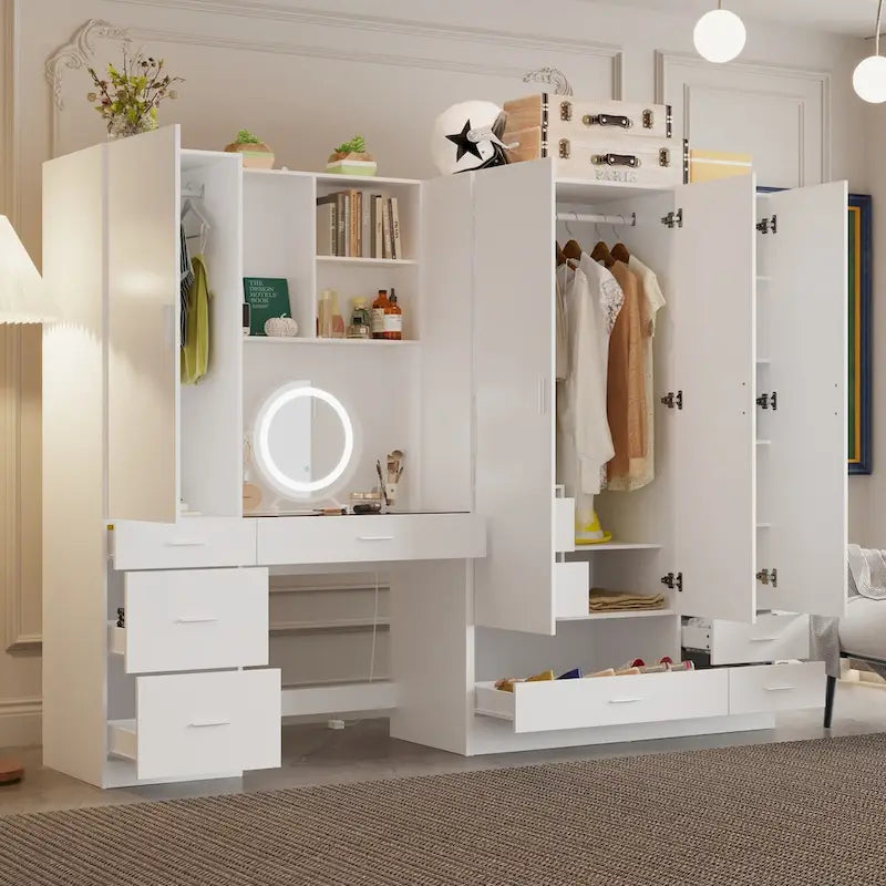 Ensemble de meubles de rangement espace de travail et garde-robe avec coiffeuse de luxe