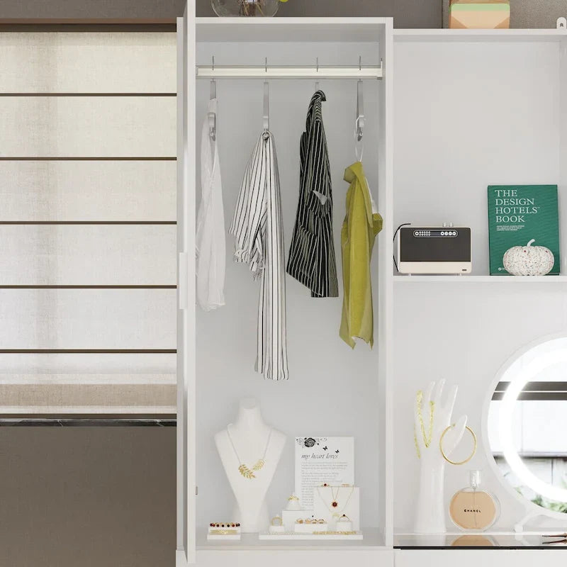 Ensemble de meubles de rangement combinant un espace de travail et une armoire avec une coiffeuse de luxe