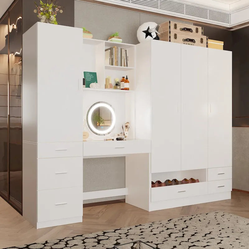 Ensemble de meubles de rangement espace de travail et garde-robe avec coiffeuse de luxe