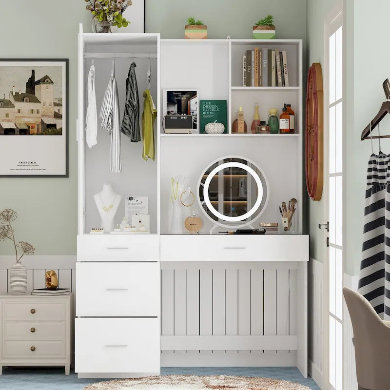 Ensemble de meubles de rangement espace de travail et garde-robe avec coiffeuse de luxe