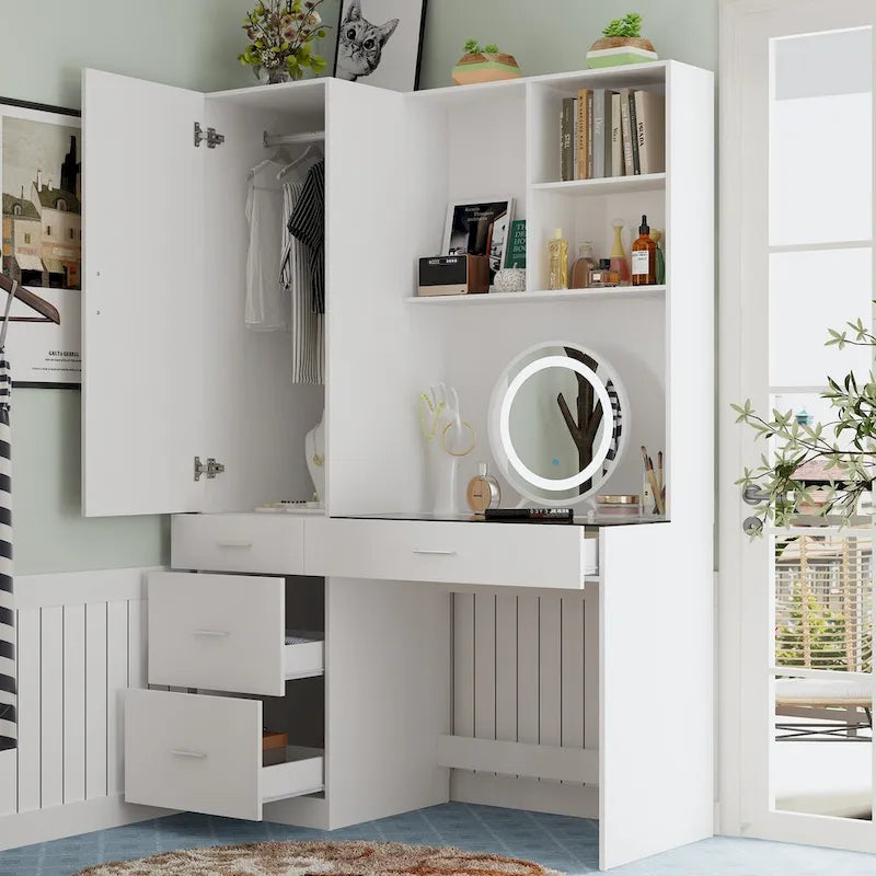 Ensemble de meubles de rangement espace de travail et garde-robe avec coiffeuse de luxe