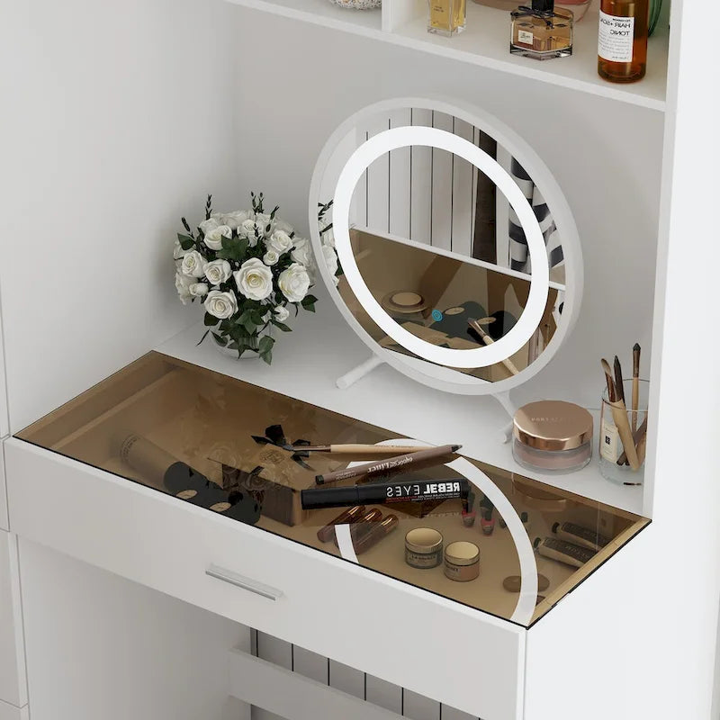 Ensemble de meubles de rangement espace de travail et garde-robe avec coiffeuse de luxe