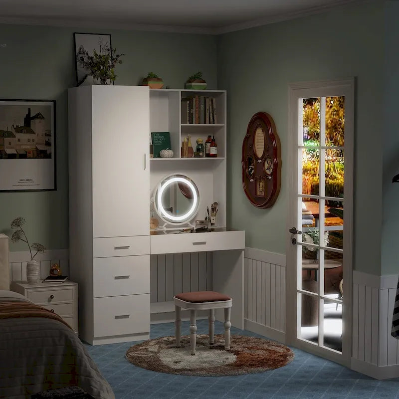 Ensemble de meubles de rangement espace de travail et garde-robe avec coiffeuse de luxe