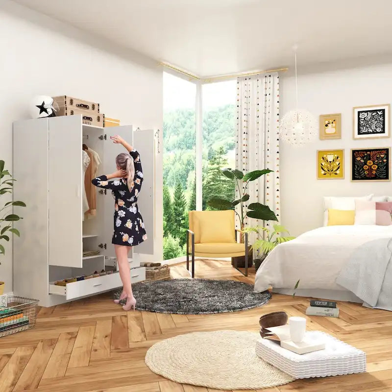 Ensemble de meubles de rangement espace de travail et garde-robe avec coiffeuse de luxe