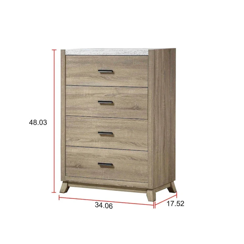 Ensemble de chambre à panneaux Daemon brun clair, 4 pièces