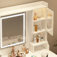 Coiffeuse de maquillage avec miroir, tiroirs et étagères