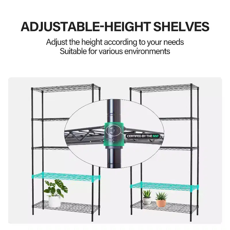 FDW rack à 5 étagères réglables en couches, acier robuste commercial pour restaurant garage cuisine