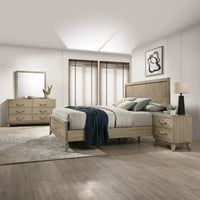Roundhill Furniture Arena - Ensemble de chambre contemporain en bois : lit à panneau, commode, miroir, table de chevet, chiffonnier, gris antique