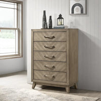 Roundhill Furniture Arena - Ensemble de chambre contemporain en bois : lit à panneau, commode, miroir, table de chevet, chiffonnier, gris antique