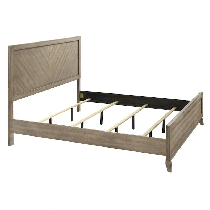 Roundhill Furniture Arena - Ensemble de chambre contemporain en bois : lit à panneau, commode, miroir, table de chevet, chiffonnier, gris antique