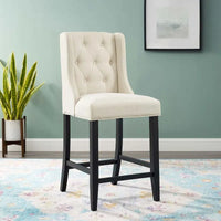 Tabouret de comptoir rembourré à boutons capitonnés Ninh Copper Grove