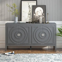 Buffet rétro à porte avec design de rainure circulaire - N/A