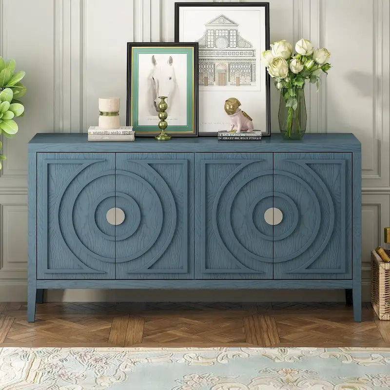 Buffet rétro à porte avec design de rainure circulaire - N/A