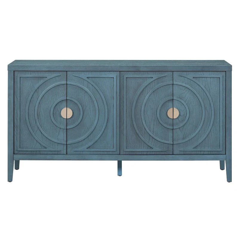 Buffet rétro à porte avec design de rainure circulaire - N/A