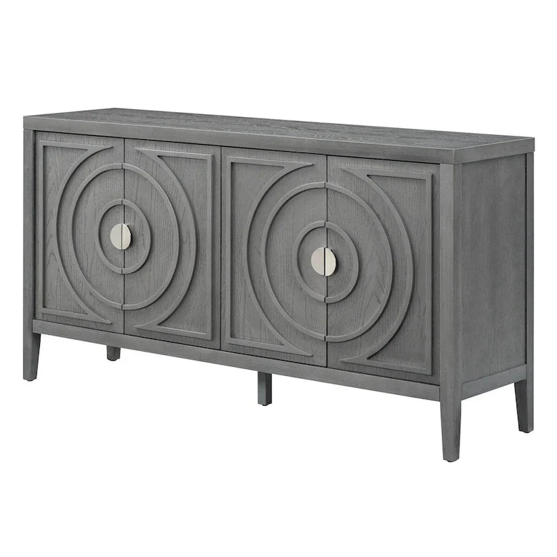 Buffet rétro à porte avec design de rainure circulaire - N/A