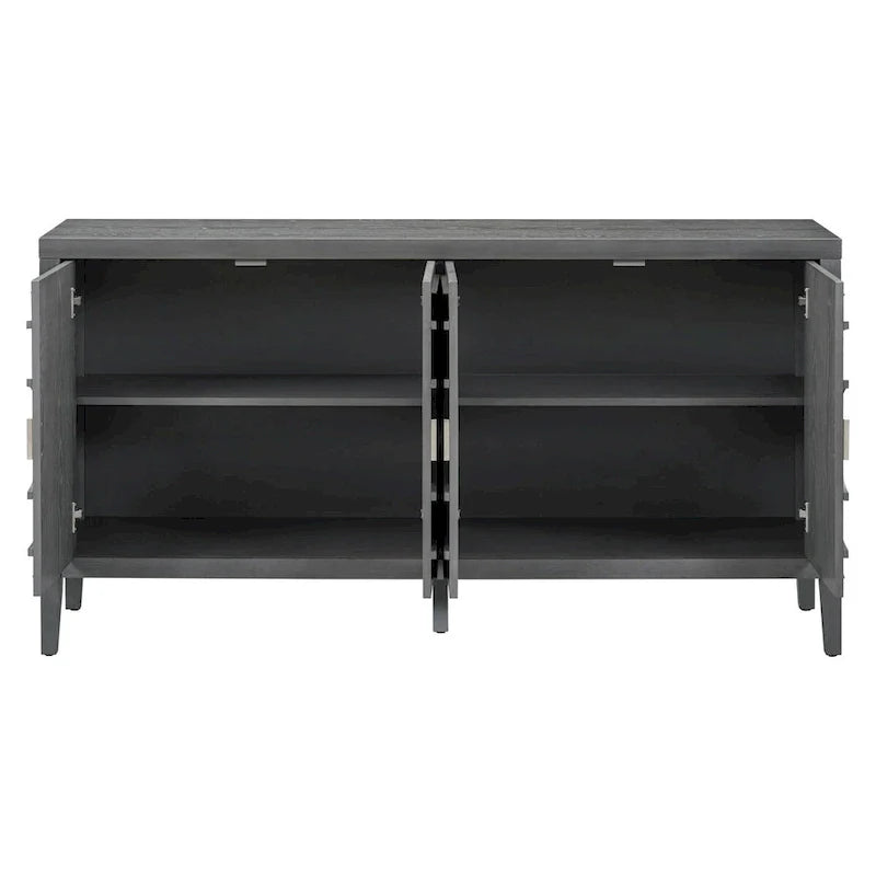 Buffet rétro à porte avec design de rainure circulaire - N/A