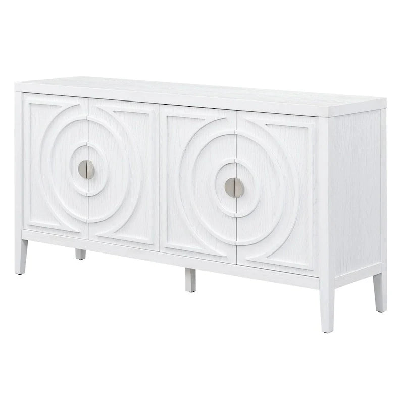 Buffet rétro avec portes et motifs à rainures circulaires - N/A
