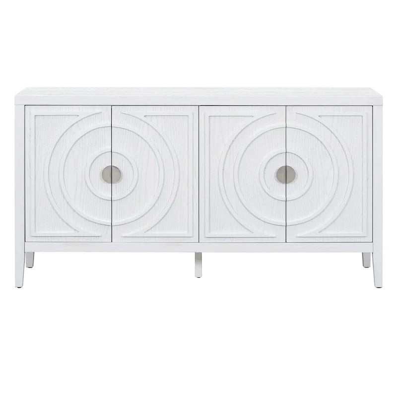 Buffet rétro avec portes et motifs à rainures circulaires - N/A